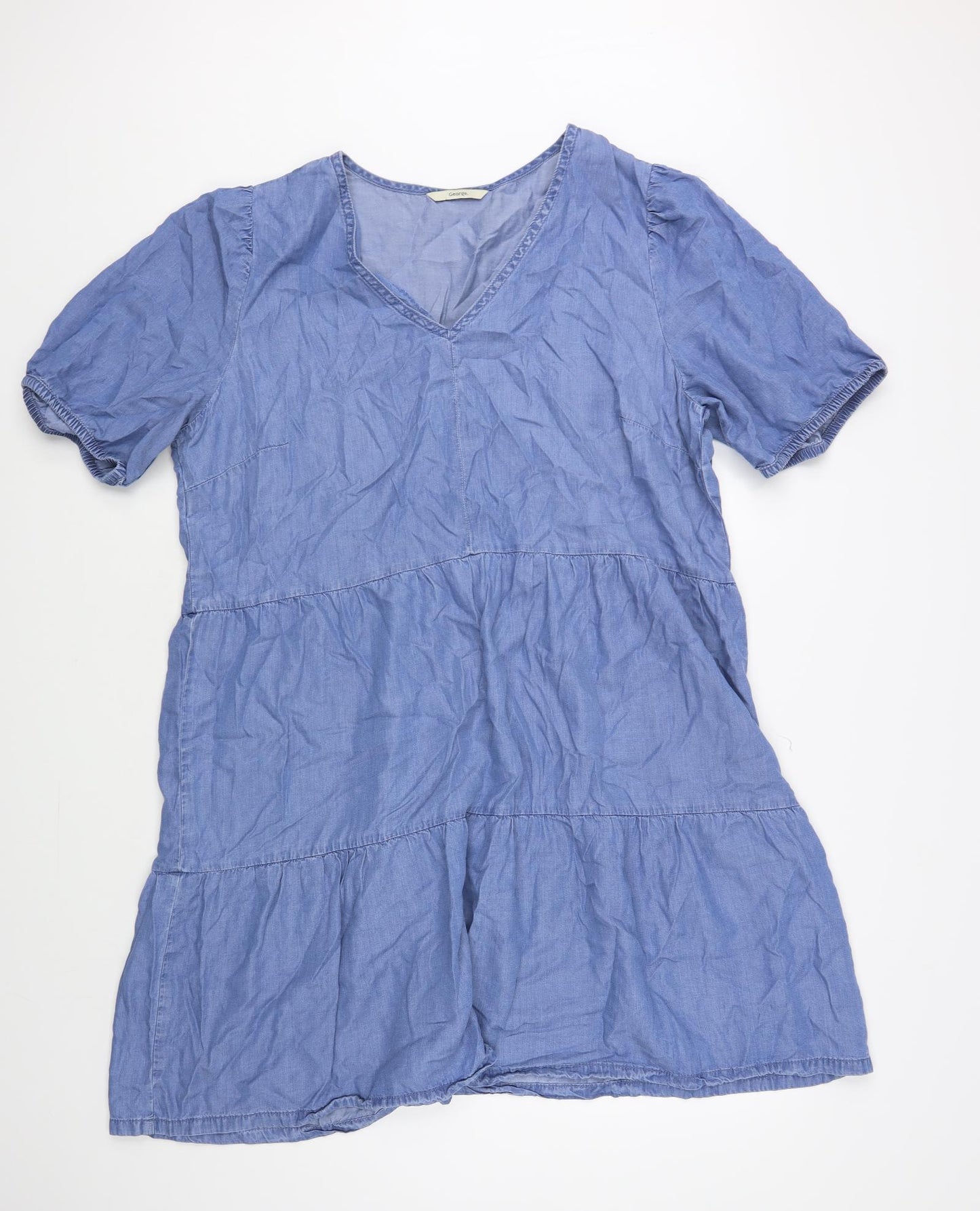 George Womens Blue Lyocell Shift Size 18 V-Neck Pullover