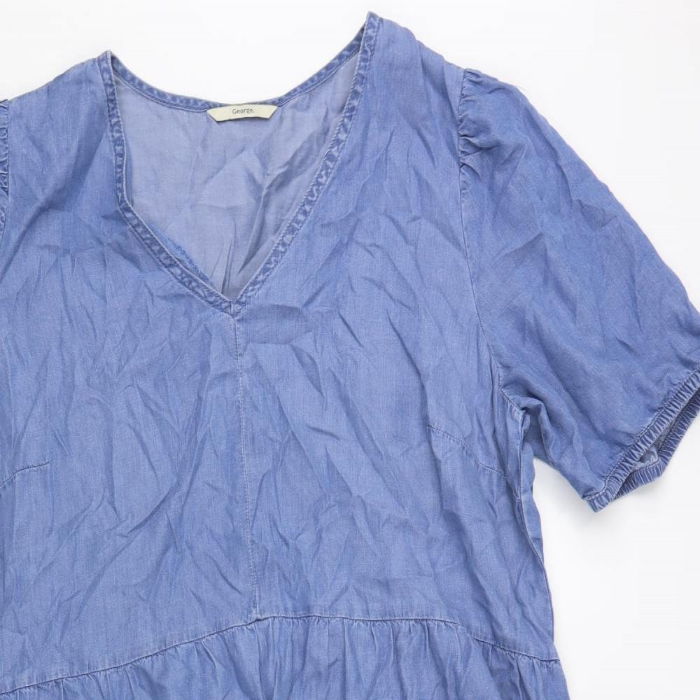George Womens Blue Lyocell Shift Size 18 V-Neck Pullover