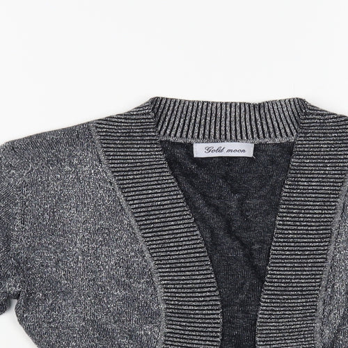 Gold Moon Womens Silver V-Neck Cotton Shrug Jumper Size S