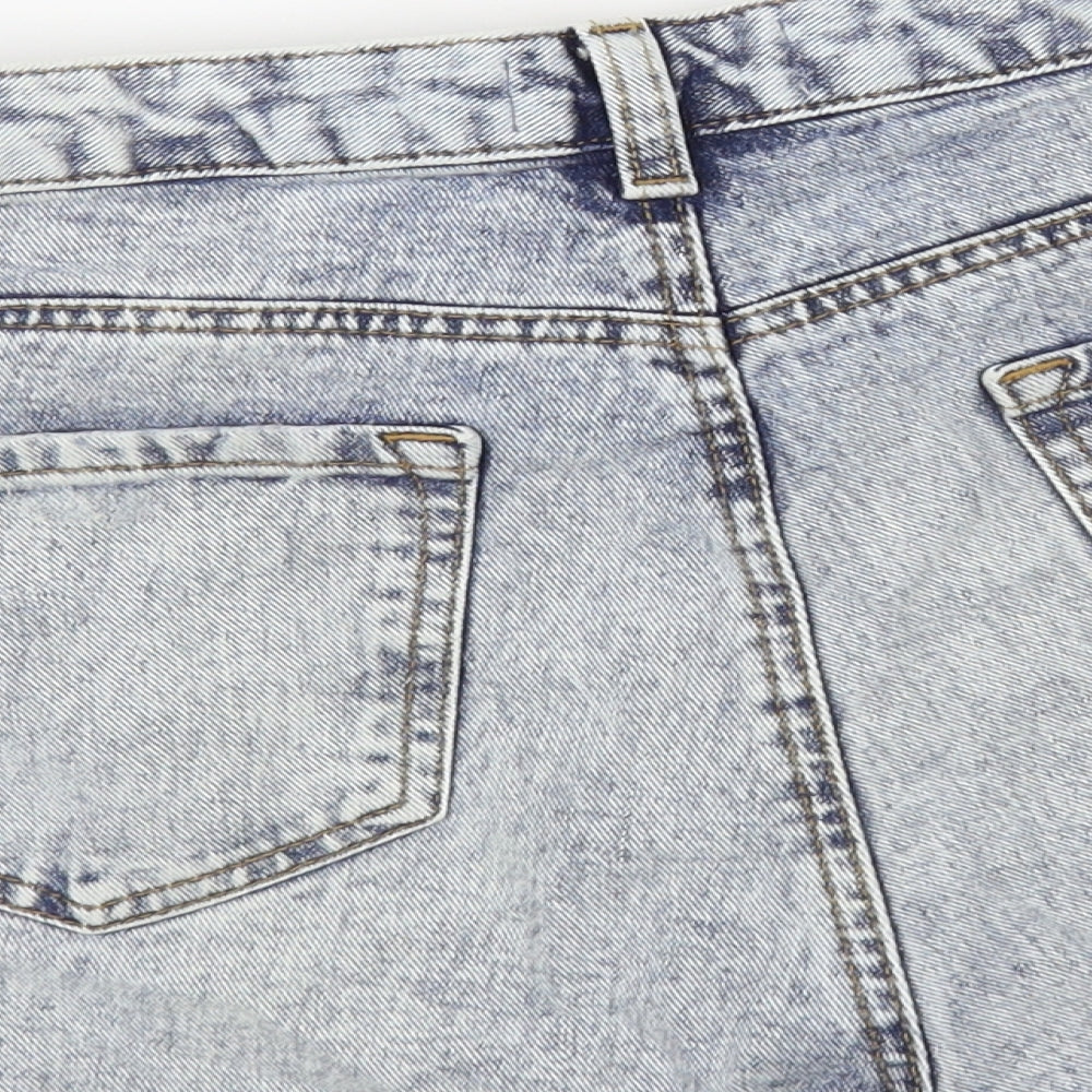 Denim Co. Womens Blue Cotton Hot Pants Shorts Size 14 L3 in Regular Button - Distressed