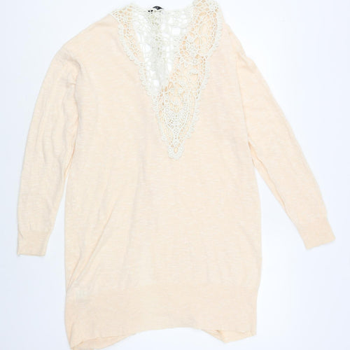 F&F Womens Pink V-Neck Acrylic Cardigan Jumper Size 14