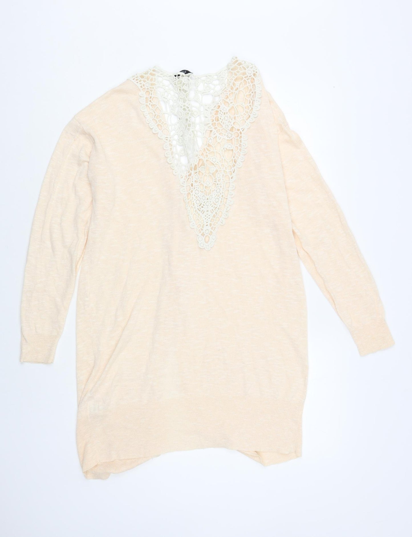 F&F Womens Pink V-Neck Acrylic Cardigan Jumper Size 14