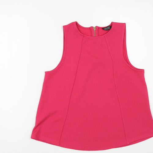 Topshop Womens Pink Polyester Basic Blouse Size 12 Round Neck