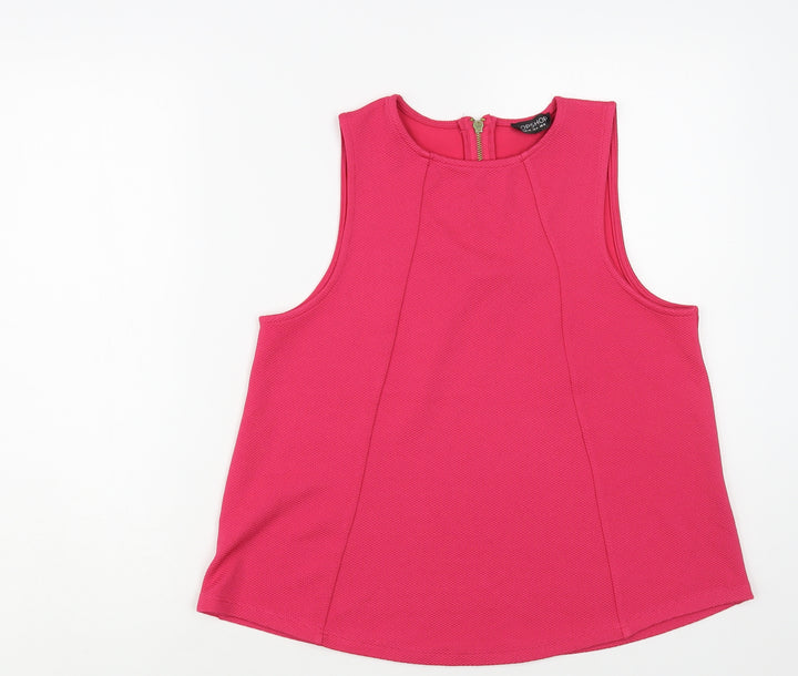 Topshop Womens Pink Polyester Basic Blouse Size 12 Round Neck