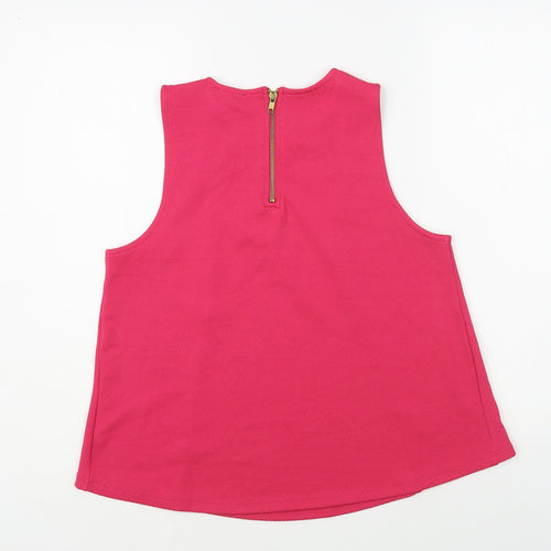 Topshop Womens Pink Polyester Basic Blouse Size 12 Round Neck