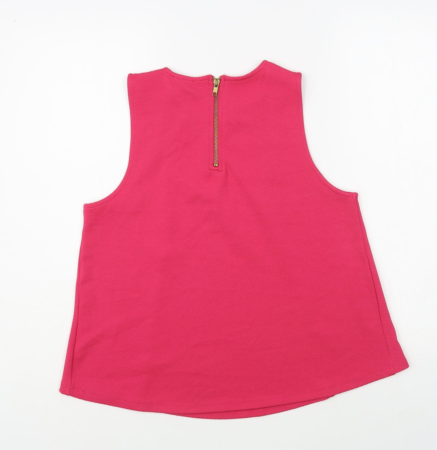 Topshop Womens Pink Polyester Basic Blouse Size 12 Round Neck