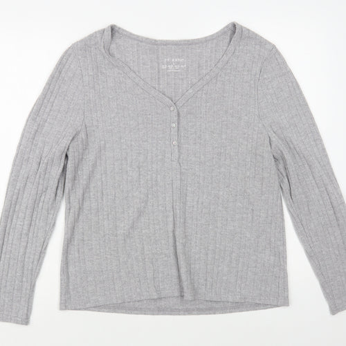 Primark Womens Grey V-Neck Polyester Pullover Jumper Size L