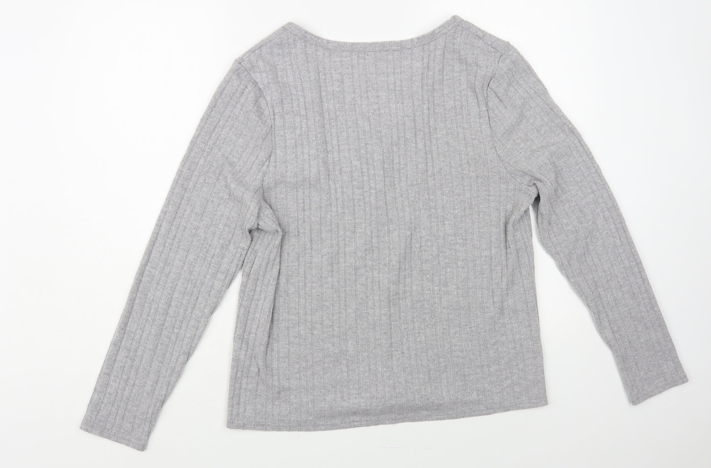 Primark Womens Grey V-Neck Polyester Pullover Jumper Size L