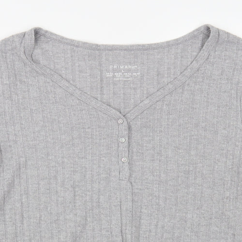 Primark Womens Grey V-Neck Polyester Pullover Jumper Size L