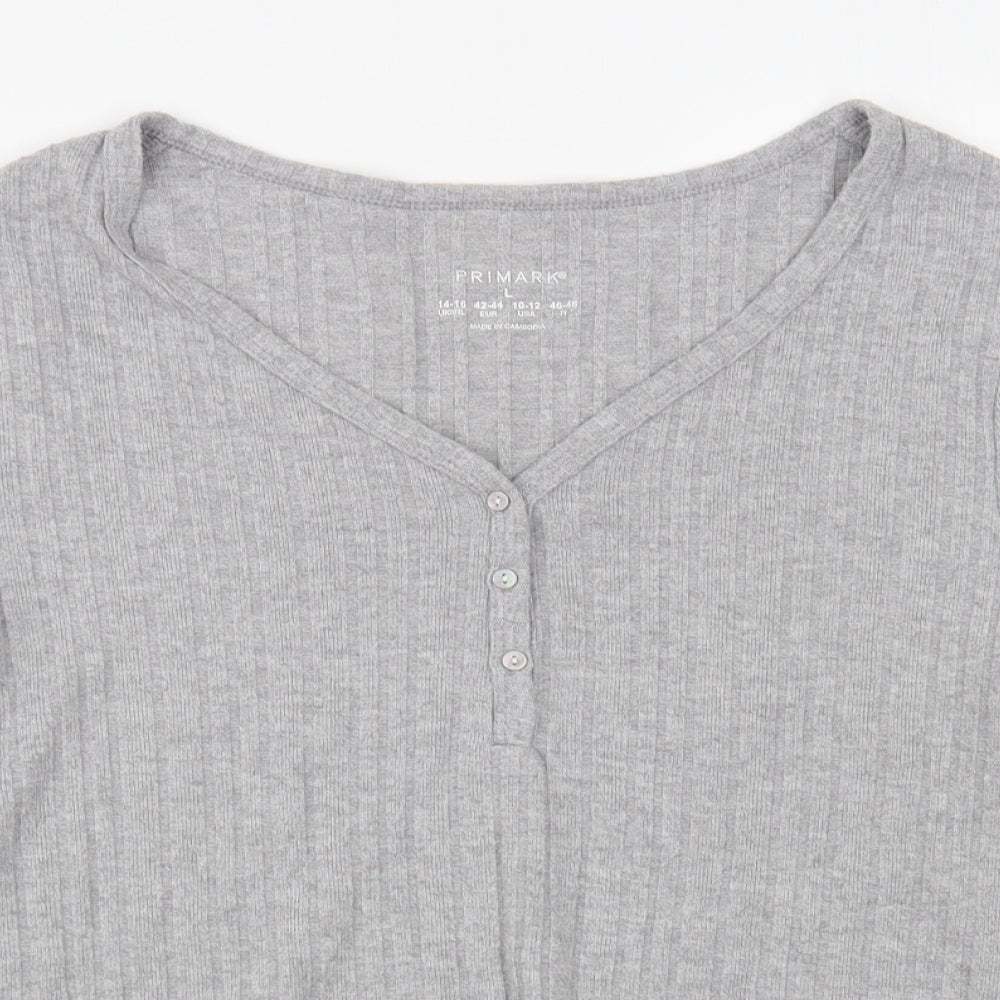 Primark Womens Grey V-Neck Polyester Pullover Jumper Size L