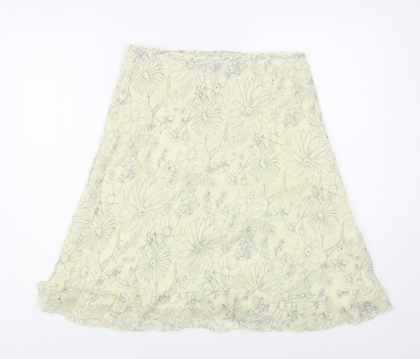 InWear Womens Ivory Floral Silk A-Line Skirt Size 10 Zip