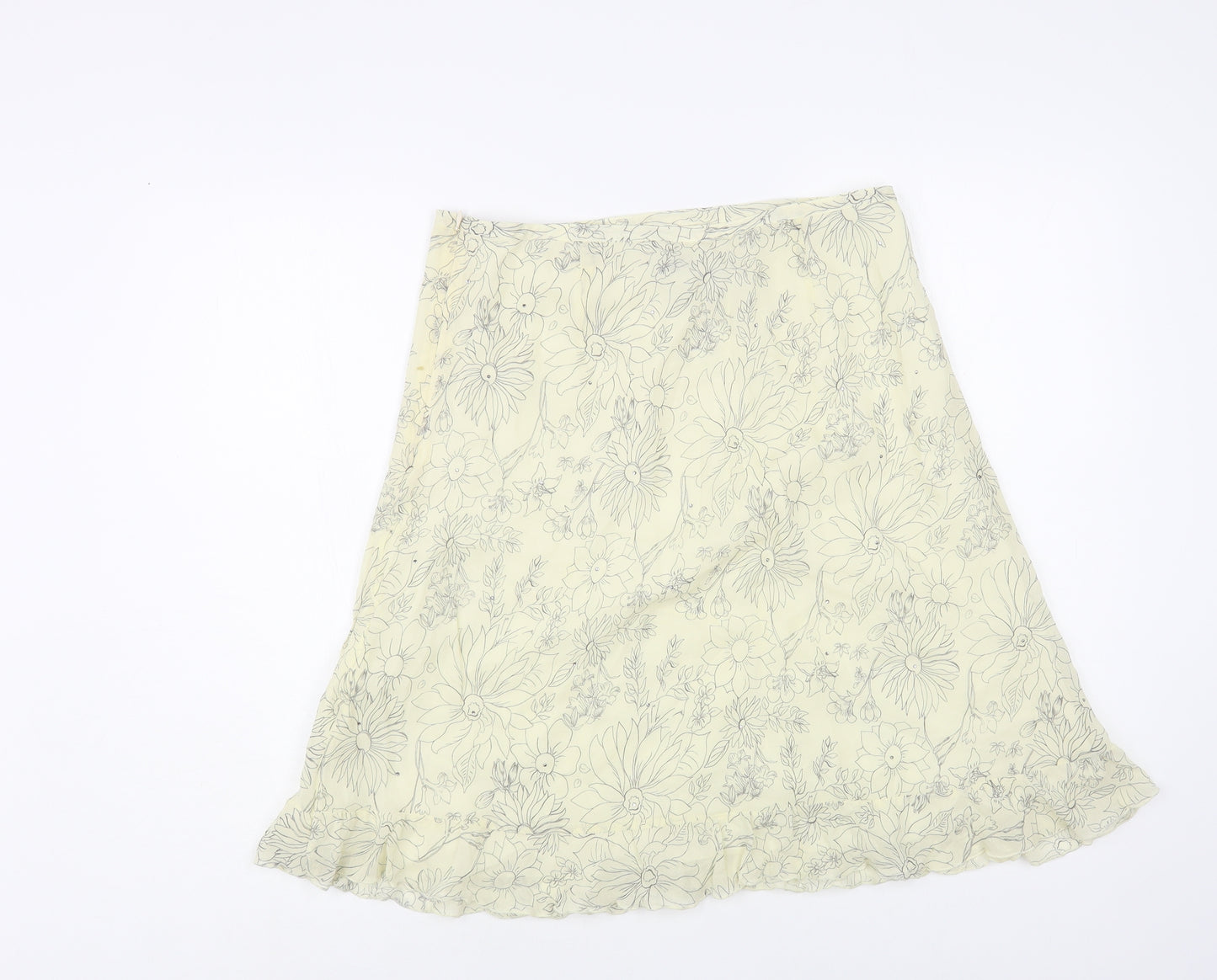 InWear Womens Ivory Floral Silk A-Line Skirt Size 10 Zip