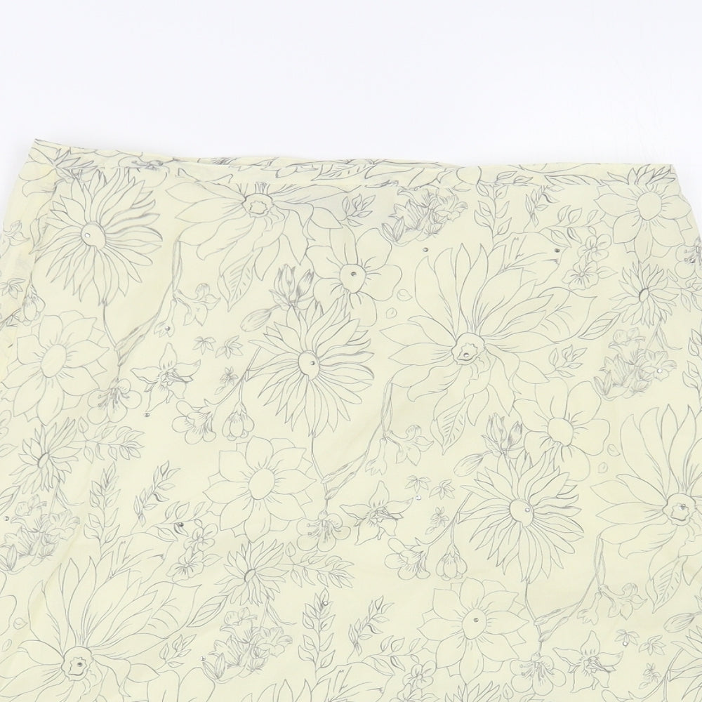 InWear Womens Ivory Floral Silk A-Line Skirt Size 10 Zip