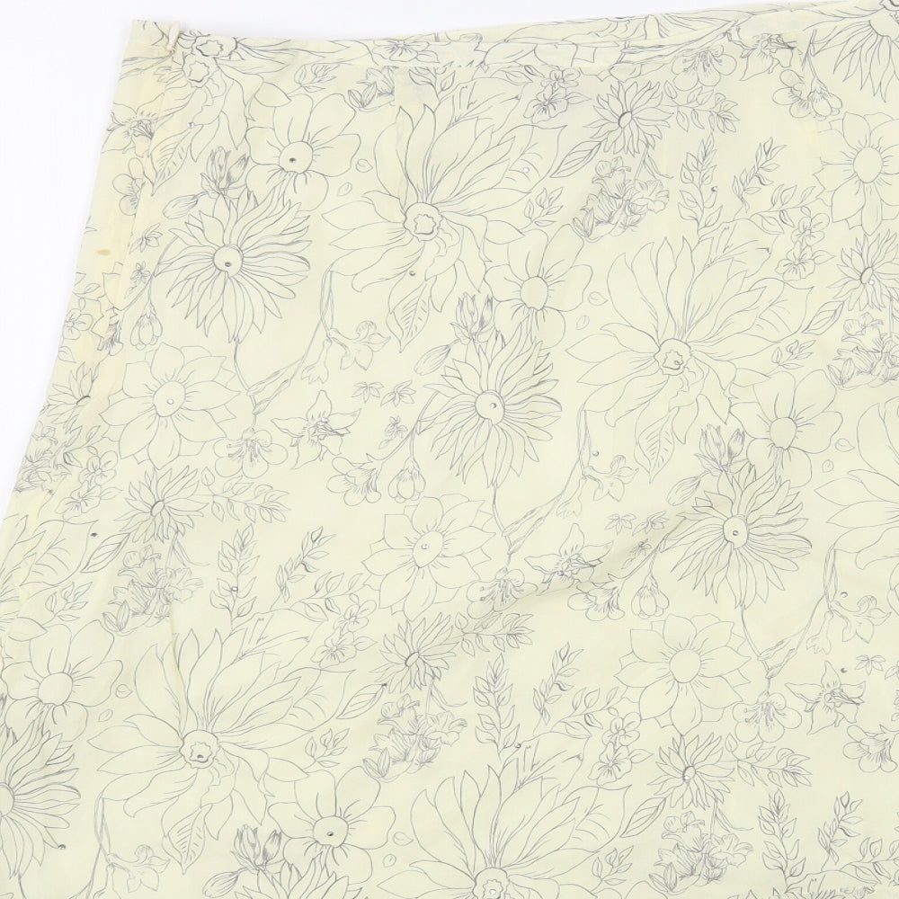 InWear Womens Ivory Floral Silk A-Line Skirt Size 10 Zip