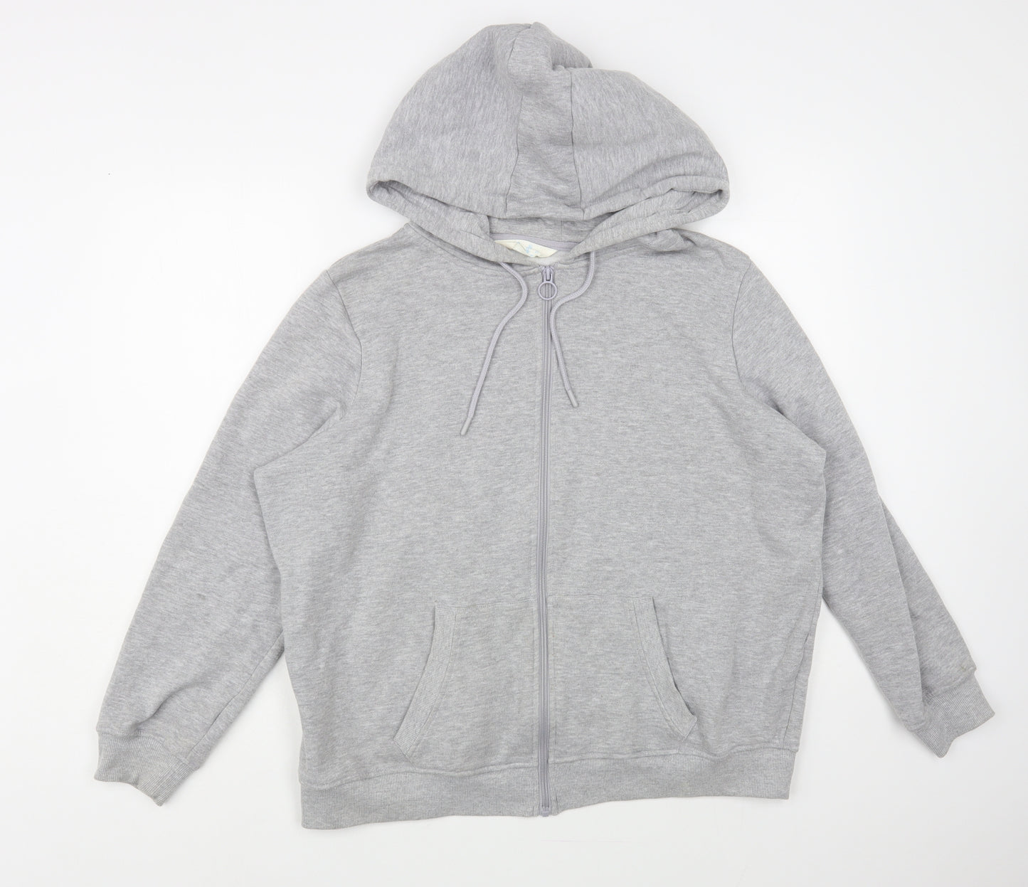 Primark Womens Grey Cotton Full Zip Hoodie Size 18 Zip