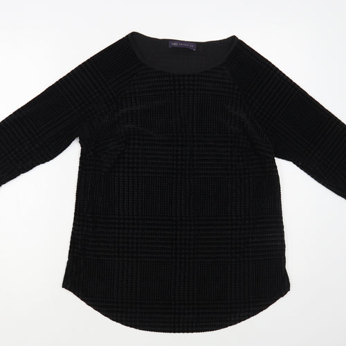 Marks and Spencer Womens Black Polyamide Basic Blouse Size 12 Boat Neck