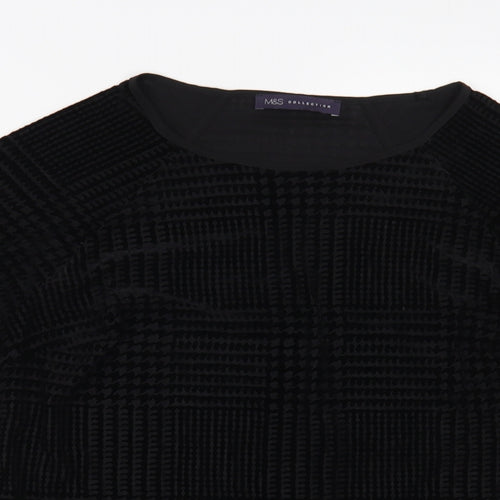 Marks and Spencer Womens Black Polyamide Basic Blouse Size 12 Boat Neck