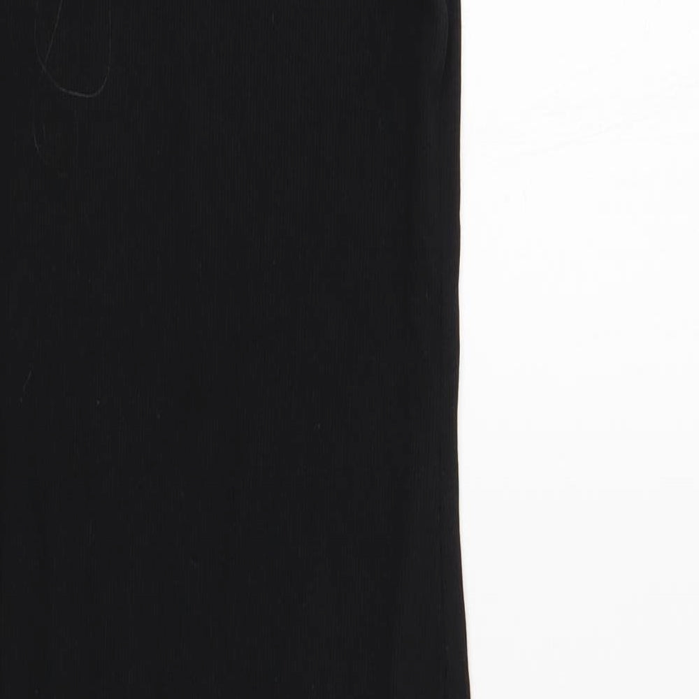 Zara Womens Black Cotton Bodycon Size L Roll Neck Pullover