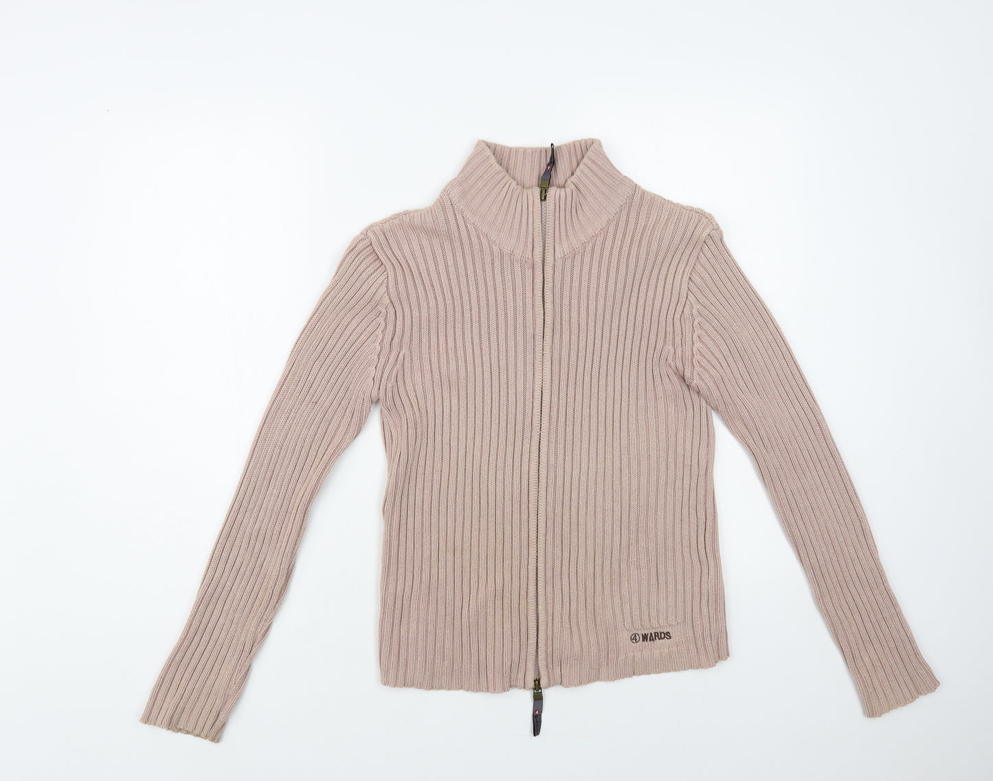 Wards Womens Pink High Neck Cotton Full Zip Jumper Size 14