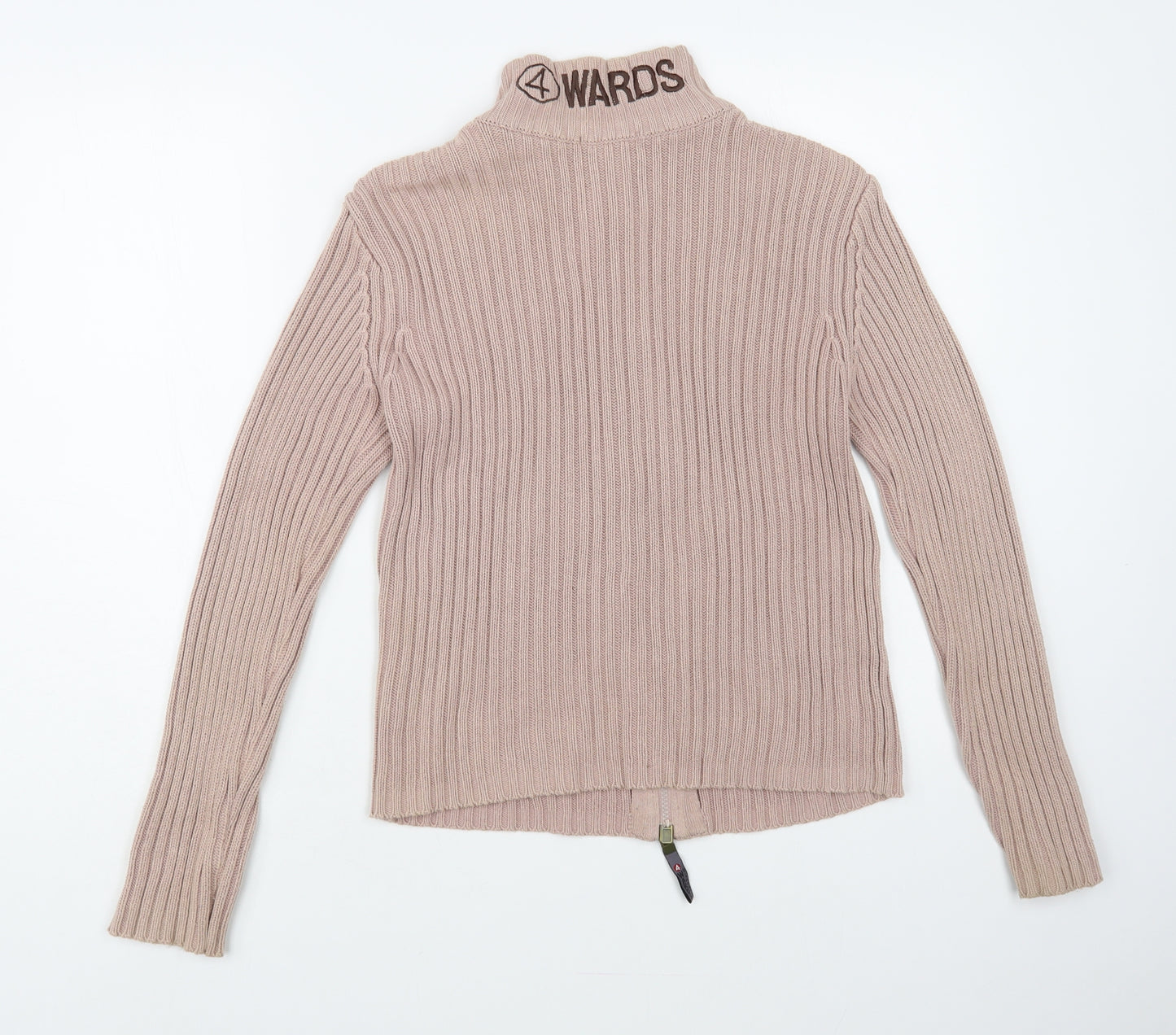 Wards Womens Pink High Neck Cotton Full Zip Jumper Size 14