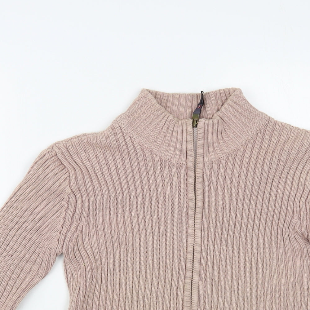 Wards Womens Pink High Neck Cotton Full Zip Jumper Size 14