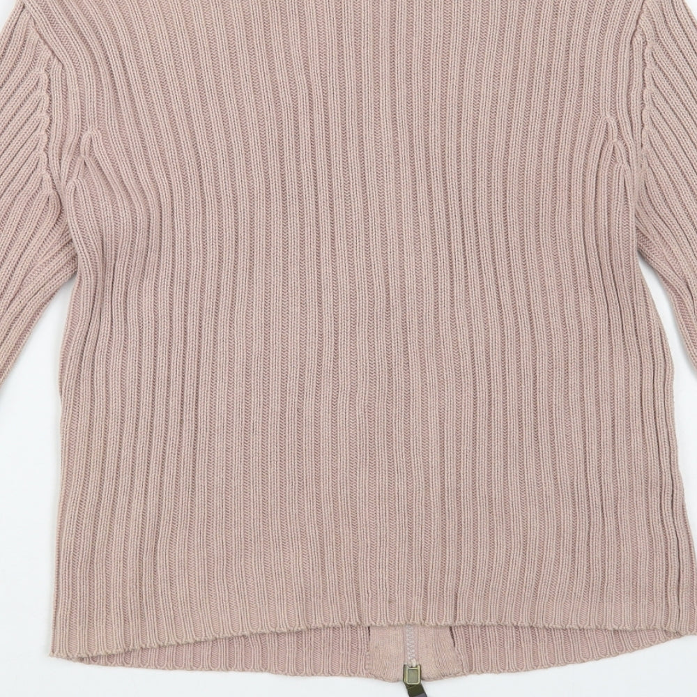Wards Womens Pink High Neck Cotton Full Zip Jumper Size 14