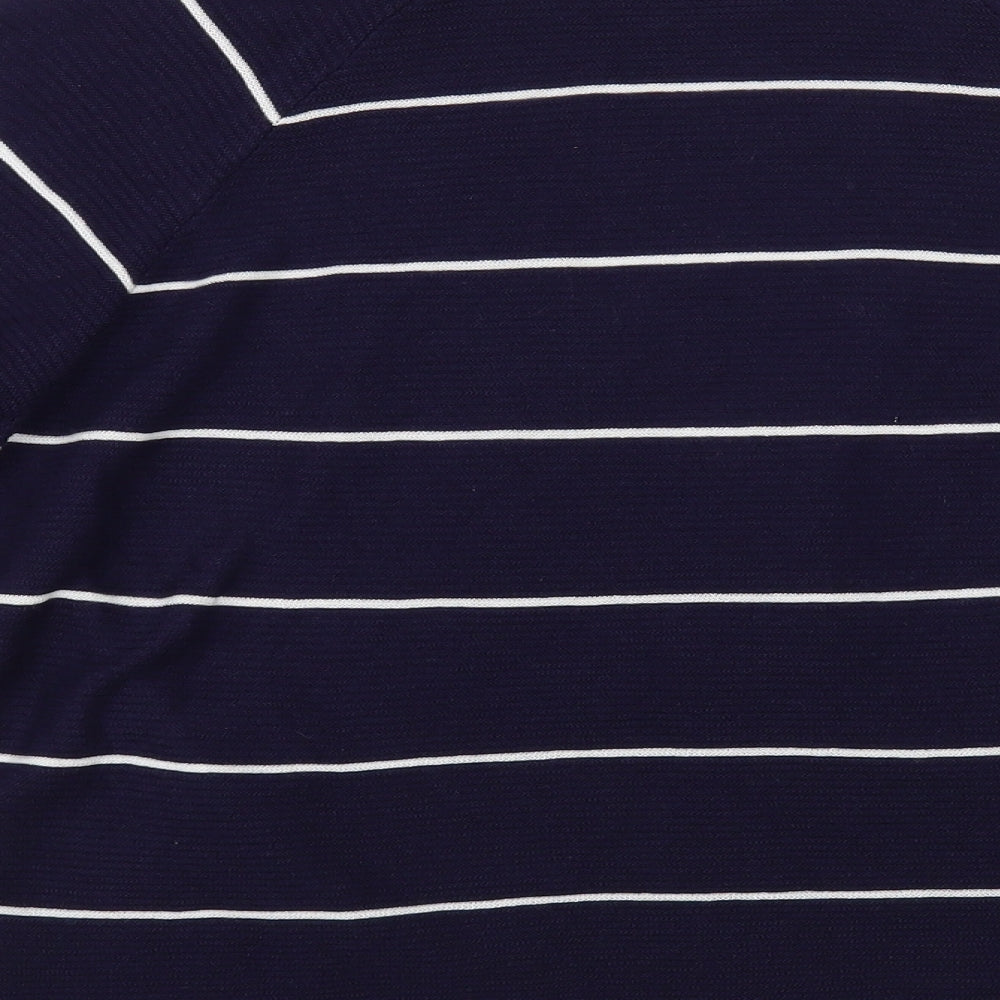 TU Womens Blue V-Neck Striped Viscose Cardigan Jumper Size 14