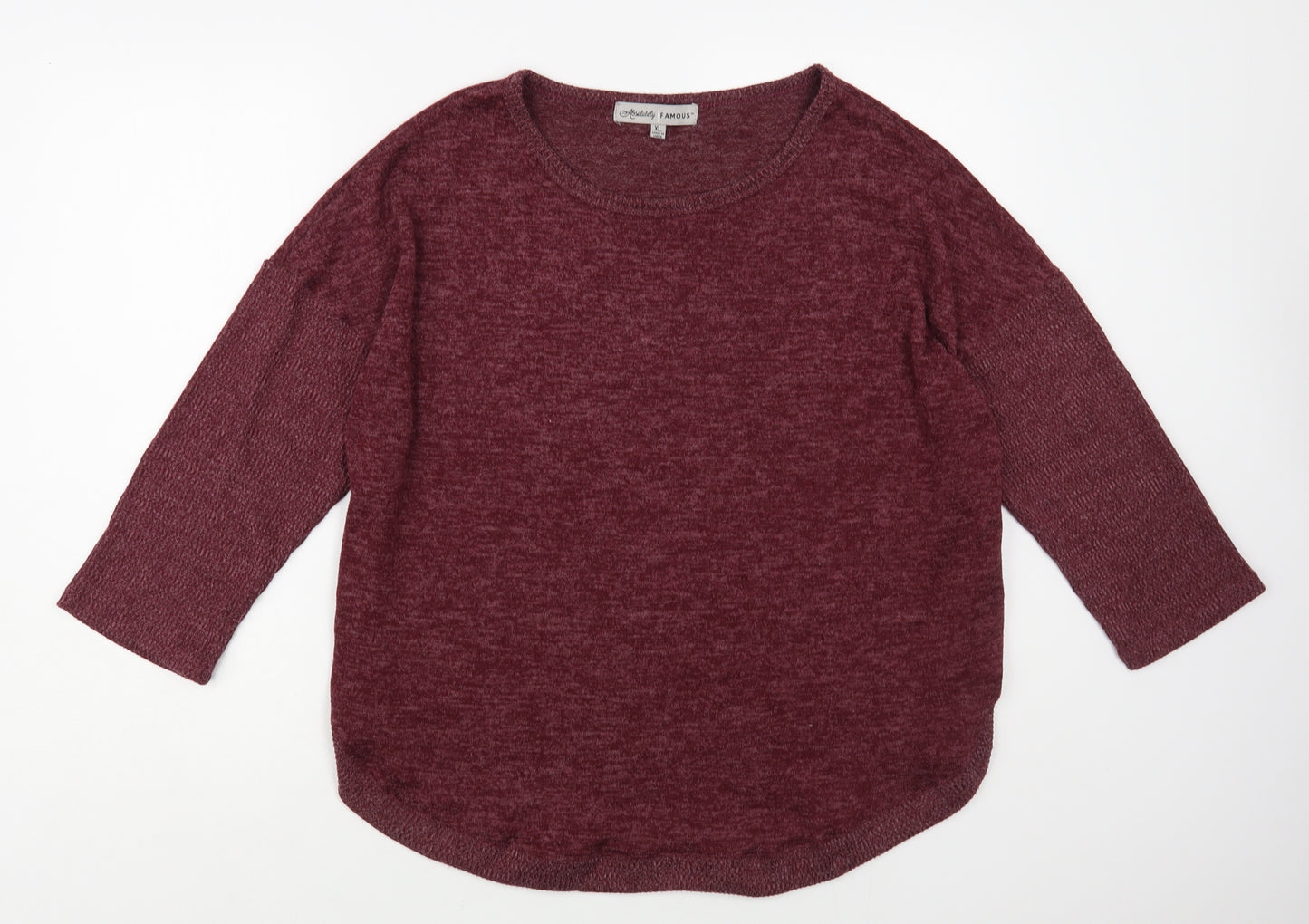 Absolutely Famous Womens Purple Boat Neck Polyester Pullover Jumper Size XL