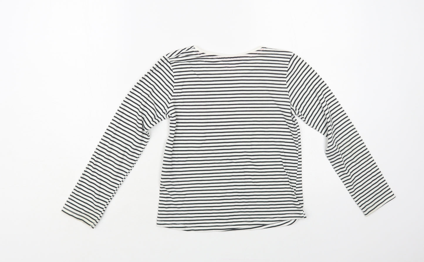 Primark Girls White Striped Cotton Basic T-Shirt Size 6-7 Years Crew Neck Pullover