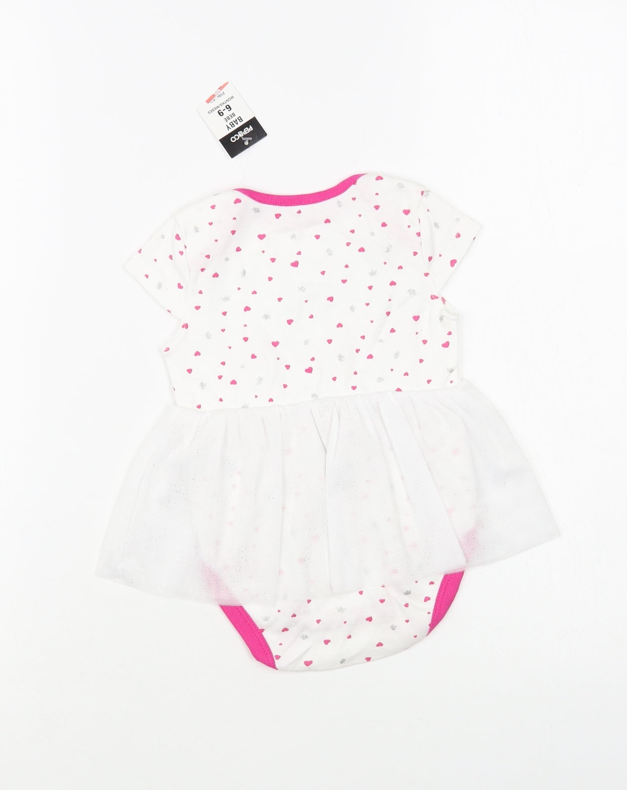 PEP & CO Baby White Geometric Cotton Babygrow One-Piece Size 6-9 Months Snap - Daddy's Little Princess