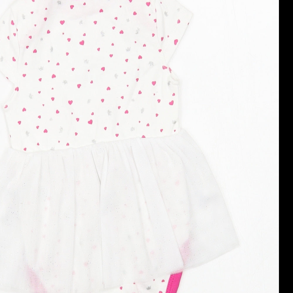 PEP & CO Baby White Geometric Cotton Babygrow One-Piece Size 6-9 Months Snap - Daddy's Little Princess