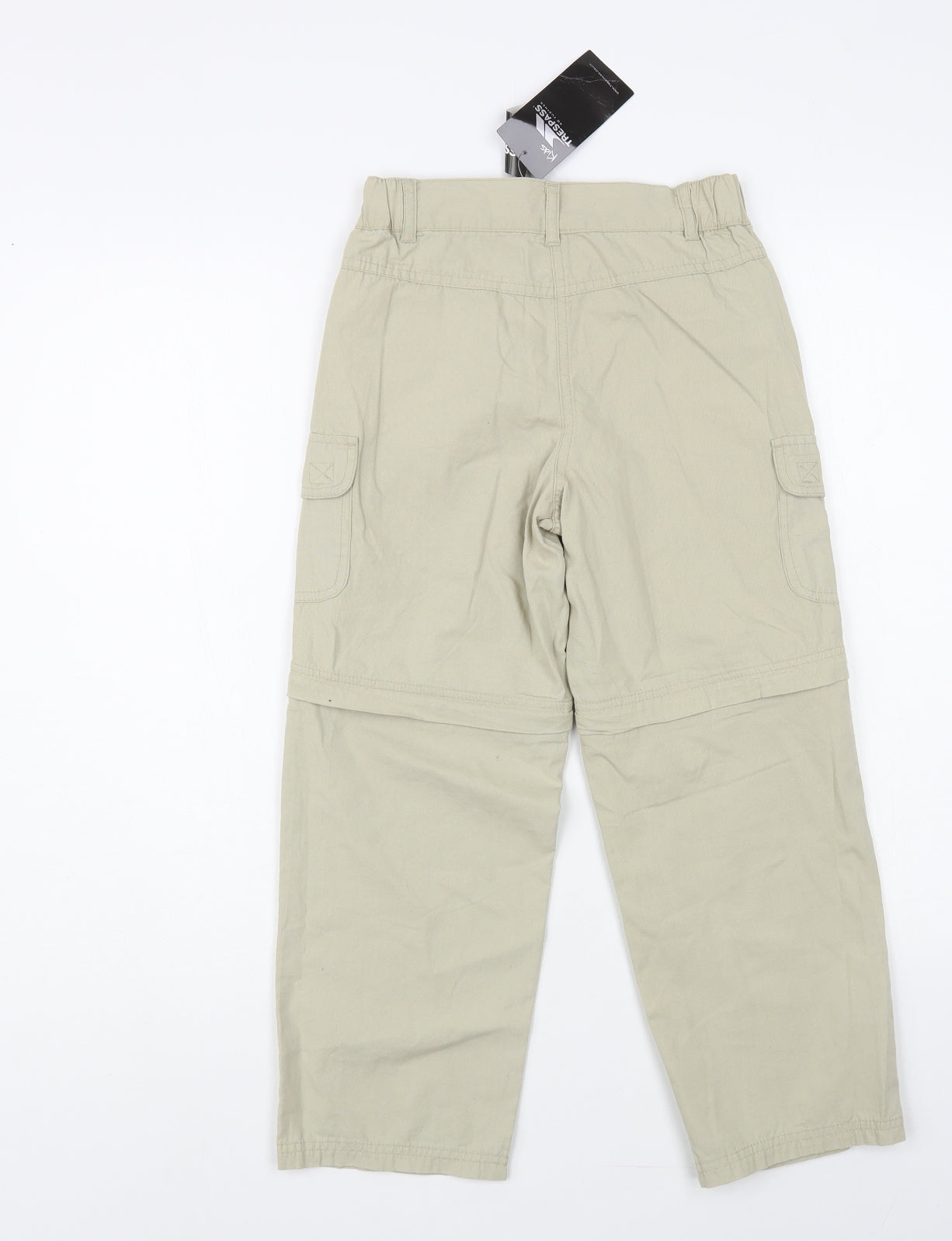 Trespass Boys Beige Cotton Cargo Trousers Size 7-8 Years Regular Snap