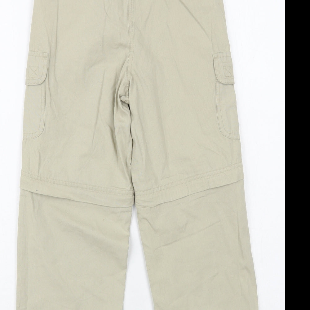 Trespass Boys Beige Cotton Cargo Trousers Size 7-8 Years Regular Snap