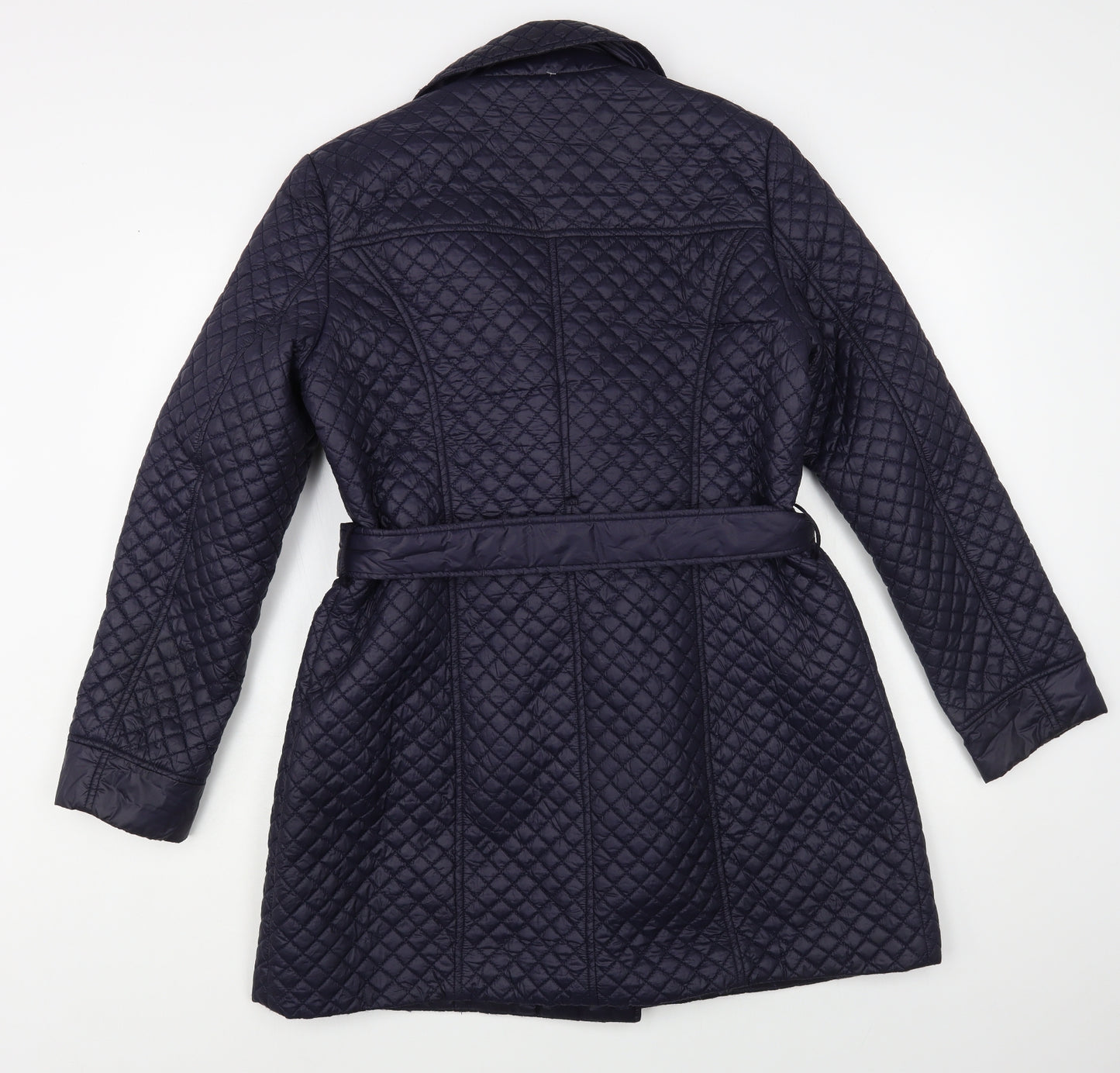 Laura Ashley Womens Blue Quilted Coat Size 14 Snap