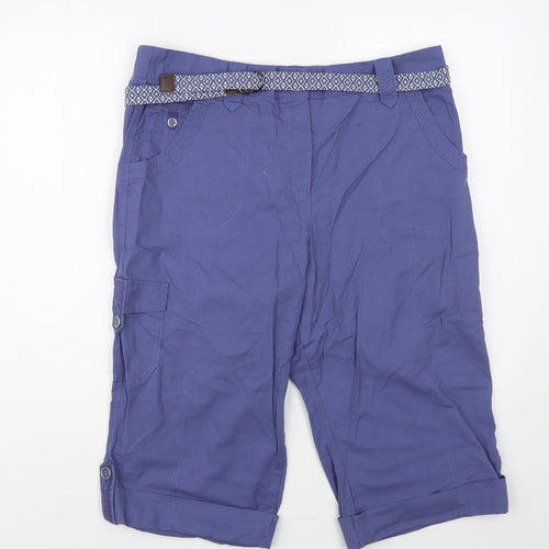 BHS Womens Blue Cotton Chino Shorts Size 16 L16 in Regular Button