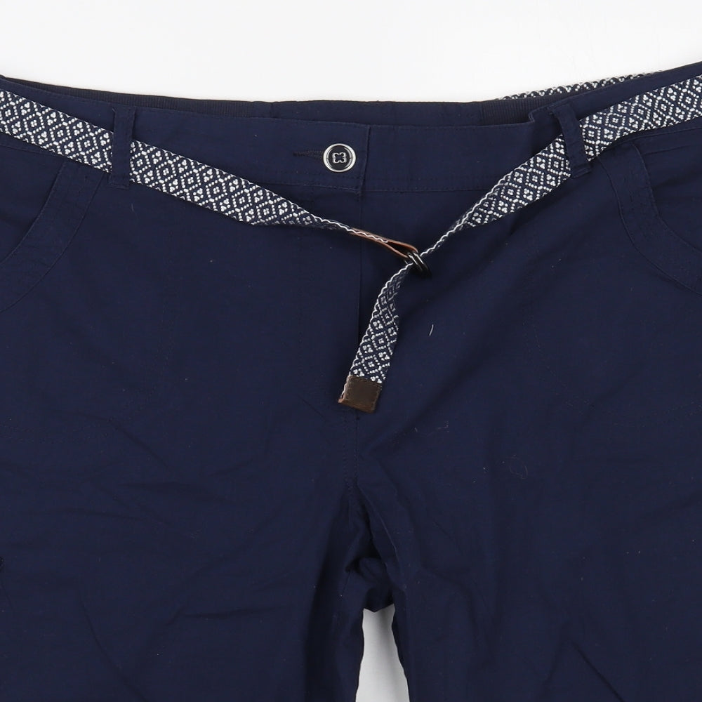 BHS Womens Blue Cotton Chino Shorts Size 18 L15 in Regular Button
