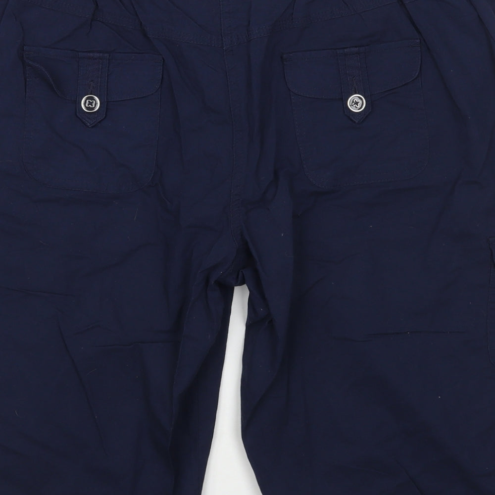 BHS Womens Blue Cotton Chino Shorts Size 18 L15 in Regular Button