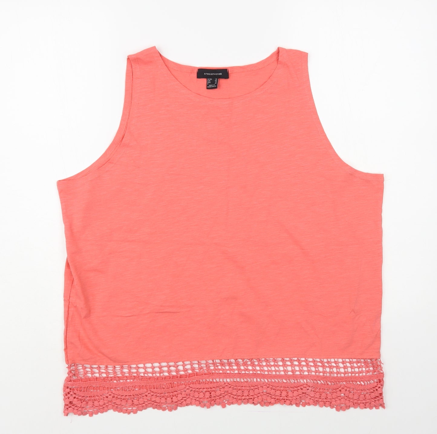 Atmosphere Womens Pink Cotton Basic Tank Size 18 Boat Neck