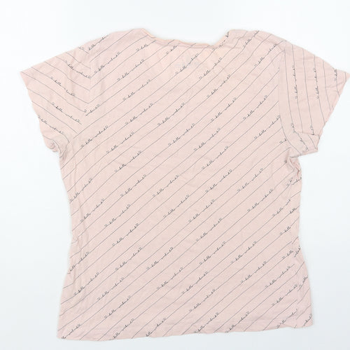 Primark Womens Pink Geometric Cotton Basic T-Shirt Size 10 Crew Neck - Hello Weekend