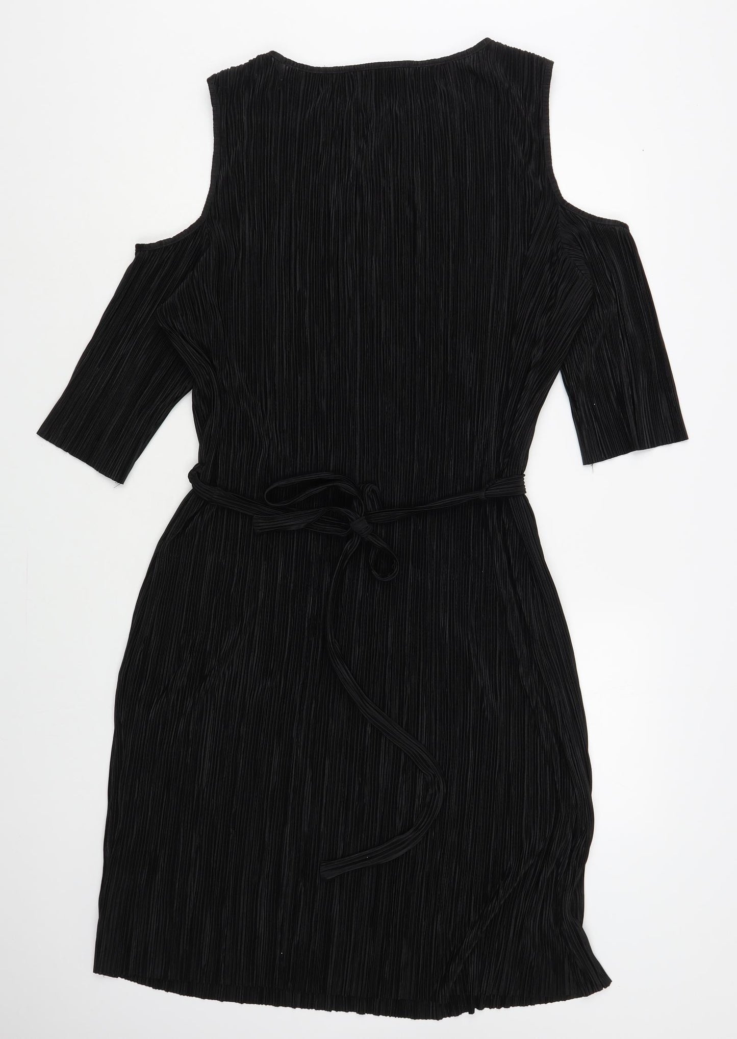 F&F Womens Black Polyester Pencil Dress Size 18 Boat Neck Pullover - Cold Shoulder