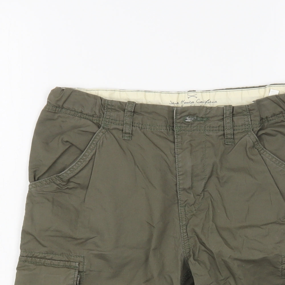 H&M Boys Green Cotton Cargo Shorts Size 9-10 Years Regular