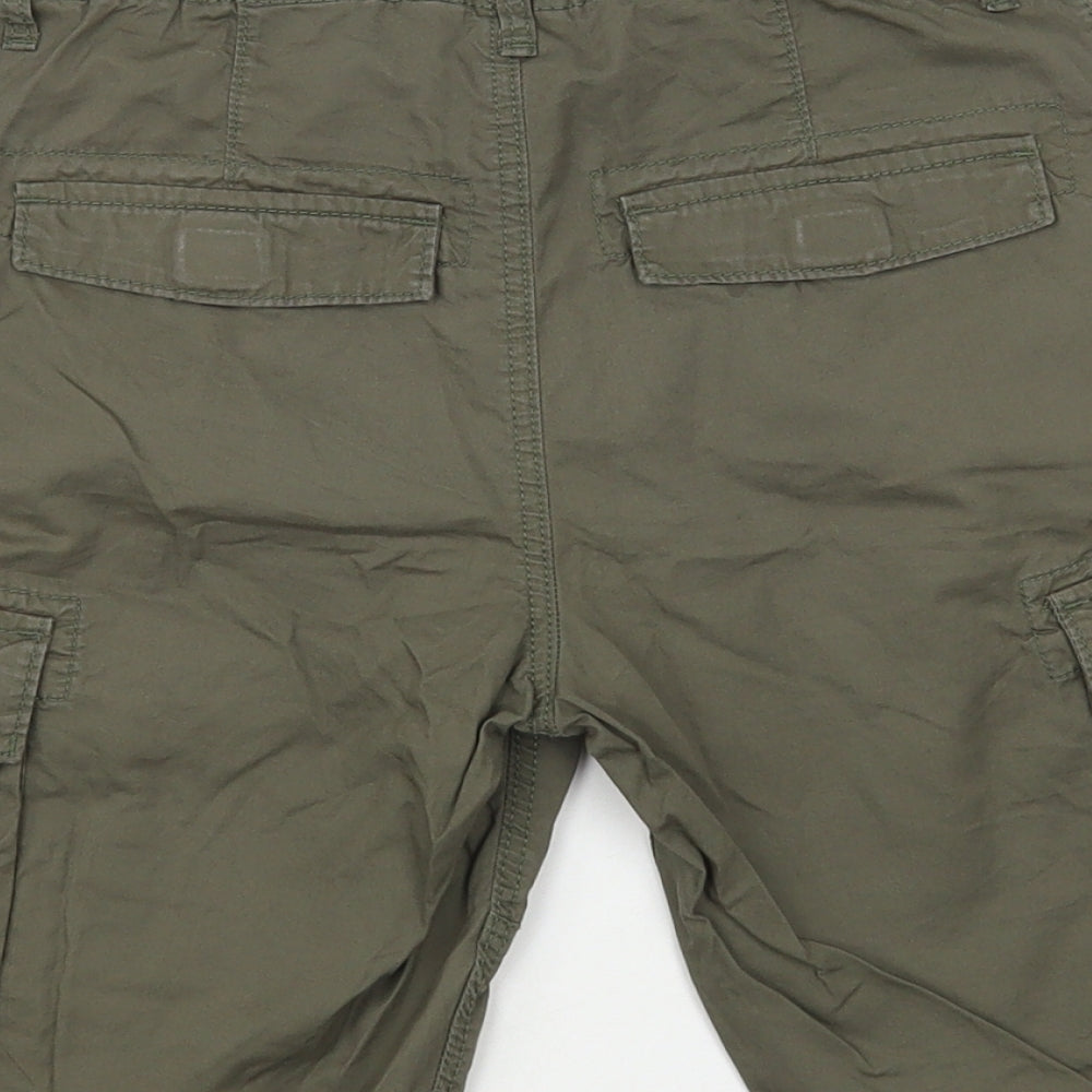 H&M Boys Green Cotton Cargo Shorts Size 9-10 Years Regular