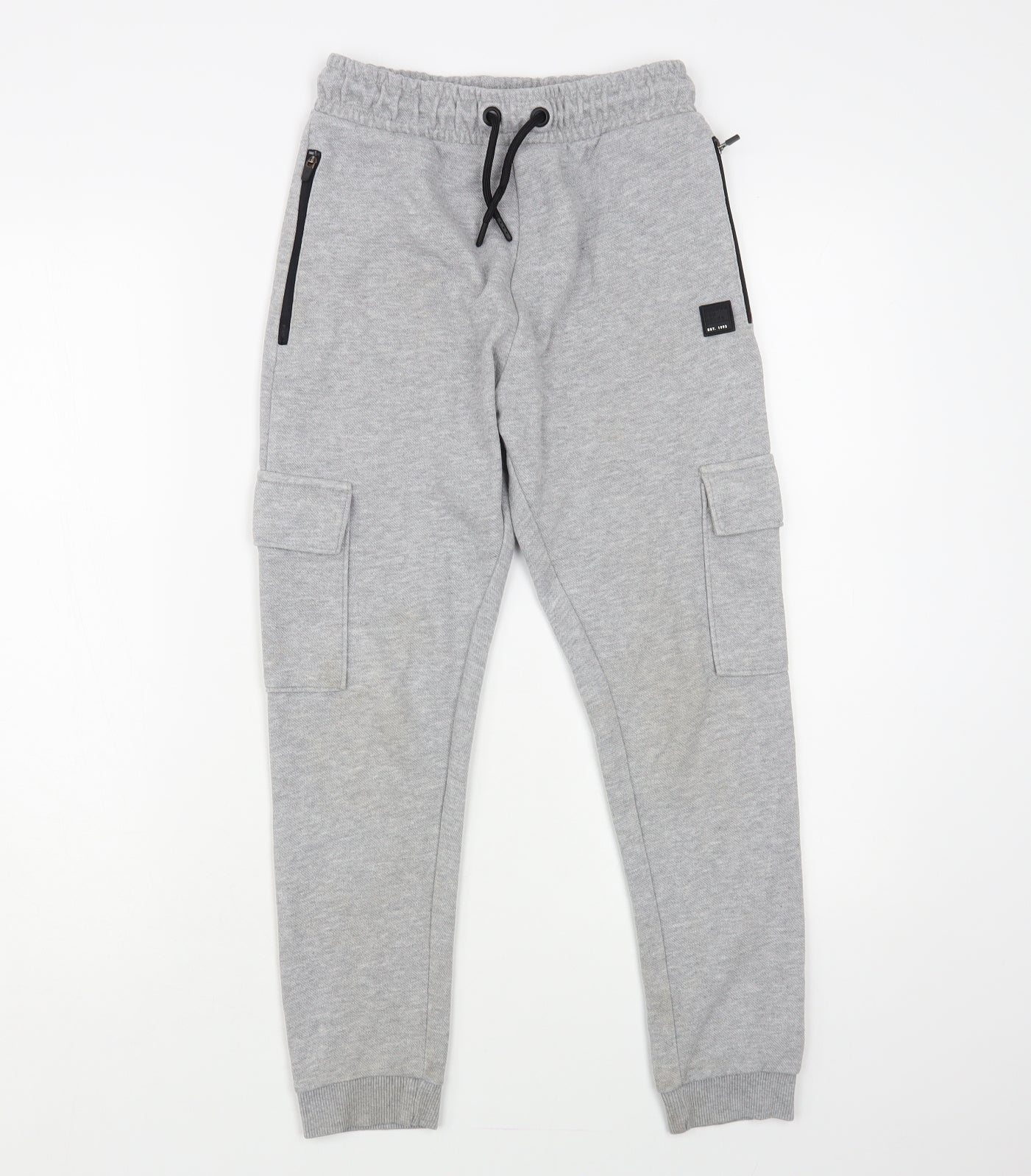 George Boys Grey Cotton Jogger Trousers Size 10-11 Years Regular Drawstring