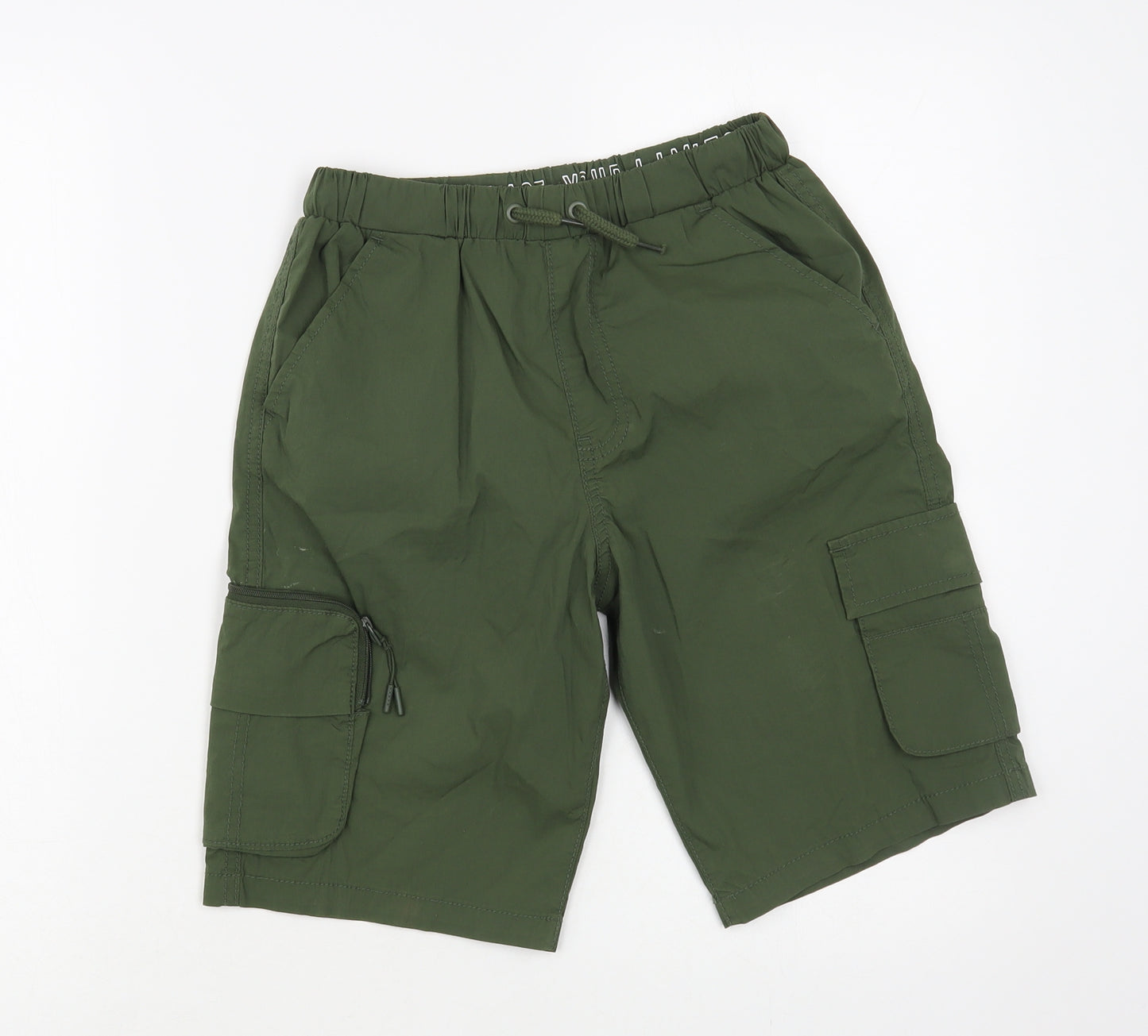 George Boys Green Cotton Cargo Shorts Size 10-11 Years Regular Drawstring