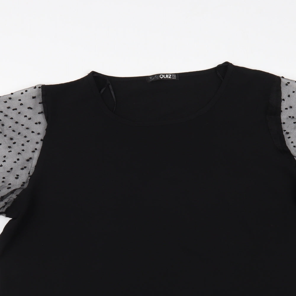 Quiz Womens Black Polyester Basic Blouse Size 18 Boat Neck