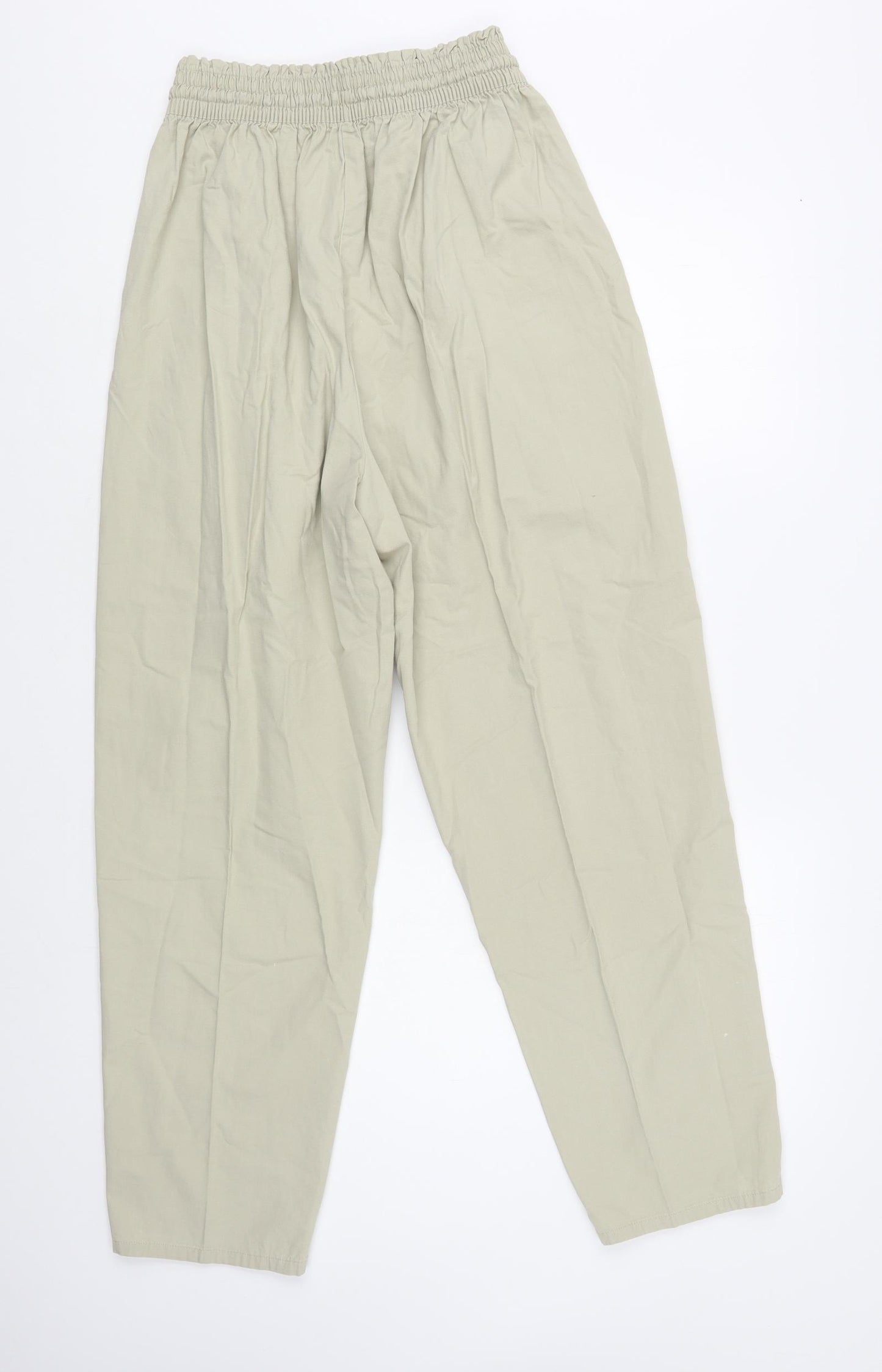 St Michael Womens Beige Cotton Jogger Trousers Size 14 L30 in Regular Drawstring