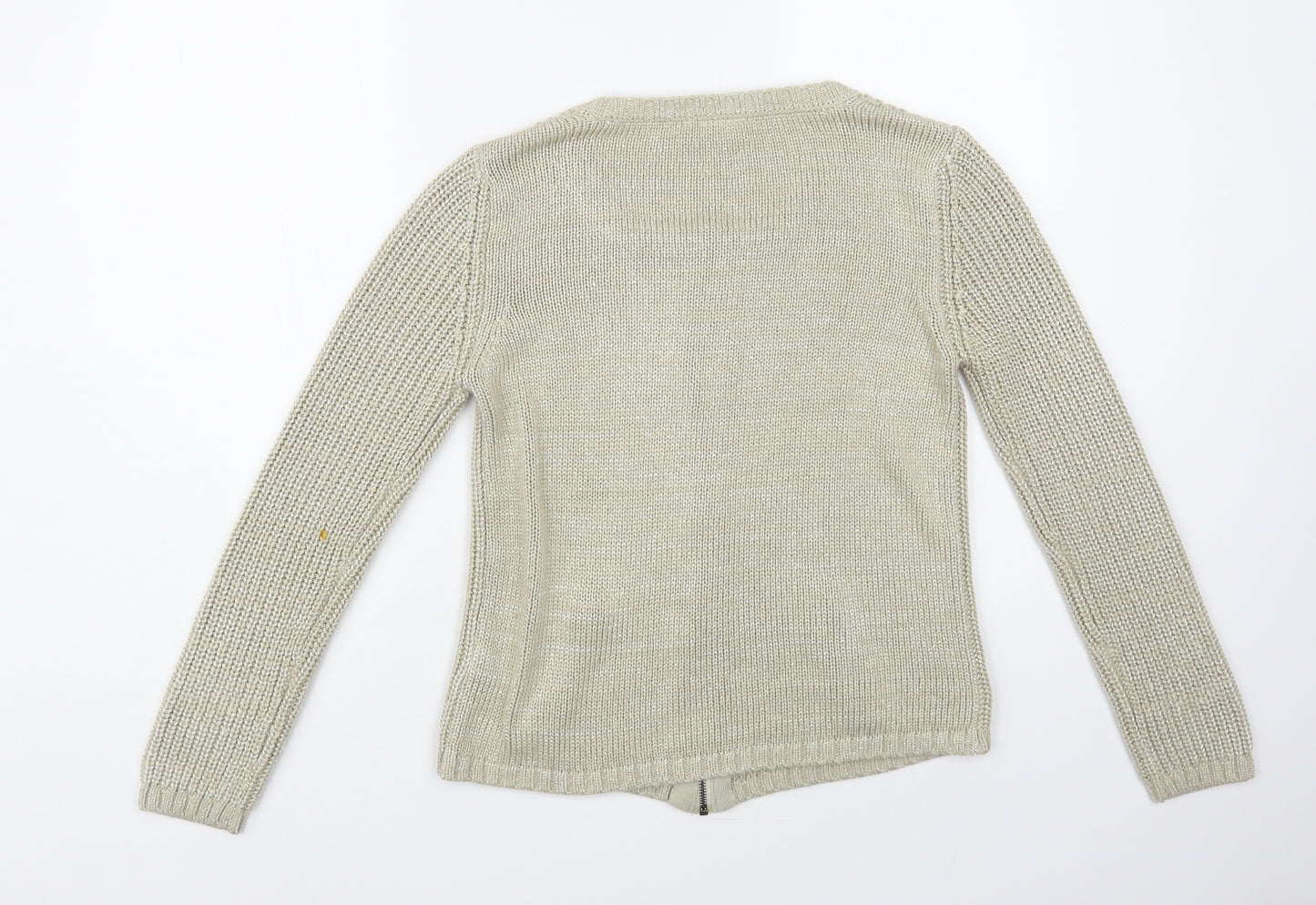 Per Una Womens Beige Round Neck Acrylic Full Zip Jumper Size 10