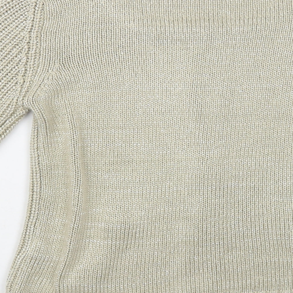 Per Una Womens Beige Round Neck Acrylic Full Zip Jumper Size 10