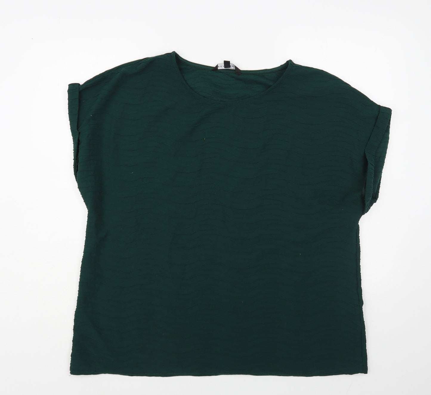 Peacocks Womens Green Polyester Basic Blouse Size 20 Boat Neck