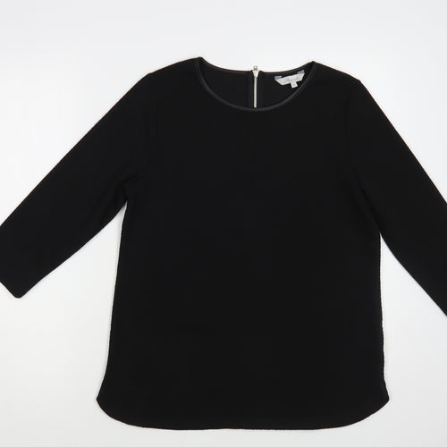 Peacocks Womens Black Polyester Basic Blouse Size 10 Boat Neck